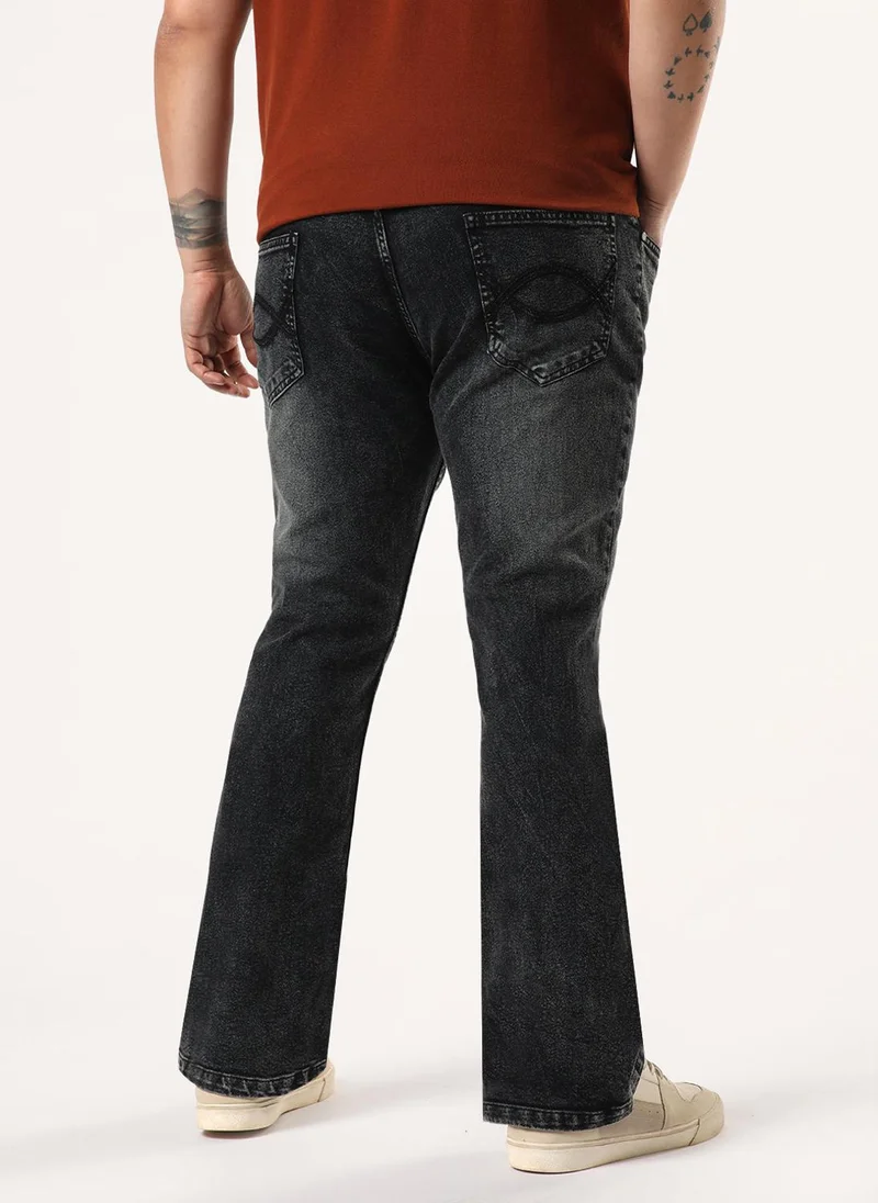 Urbano Fashion  Urbano Plus Men's Black Bootcut Fit Mid Rise Tinted Heavy Washed Jeans Stretchable for Men | Best Price UAE